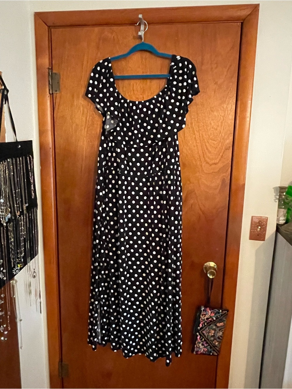 Lane Bryant Black & White Polka Dot Maxi Dress - Classic Scoop Neck
